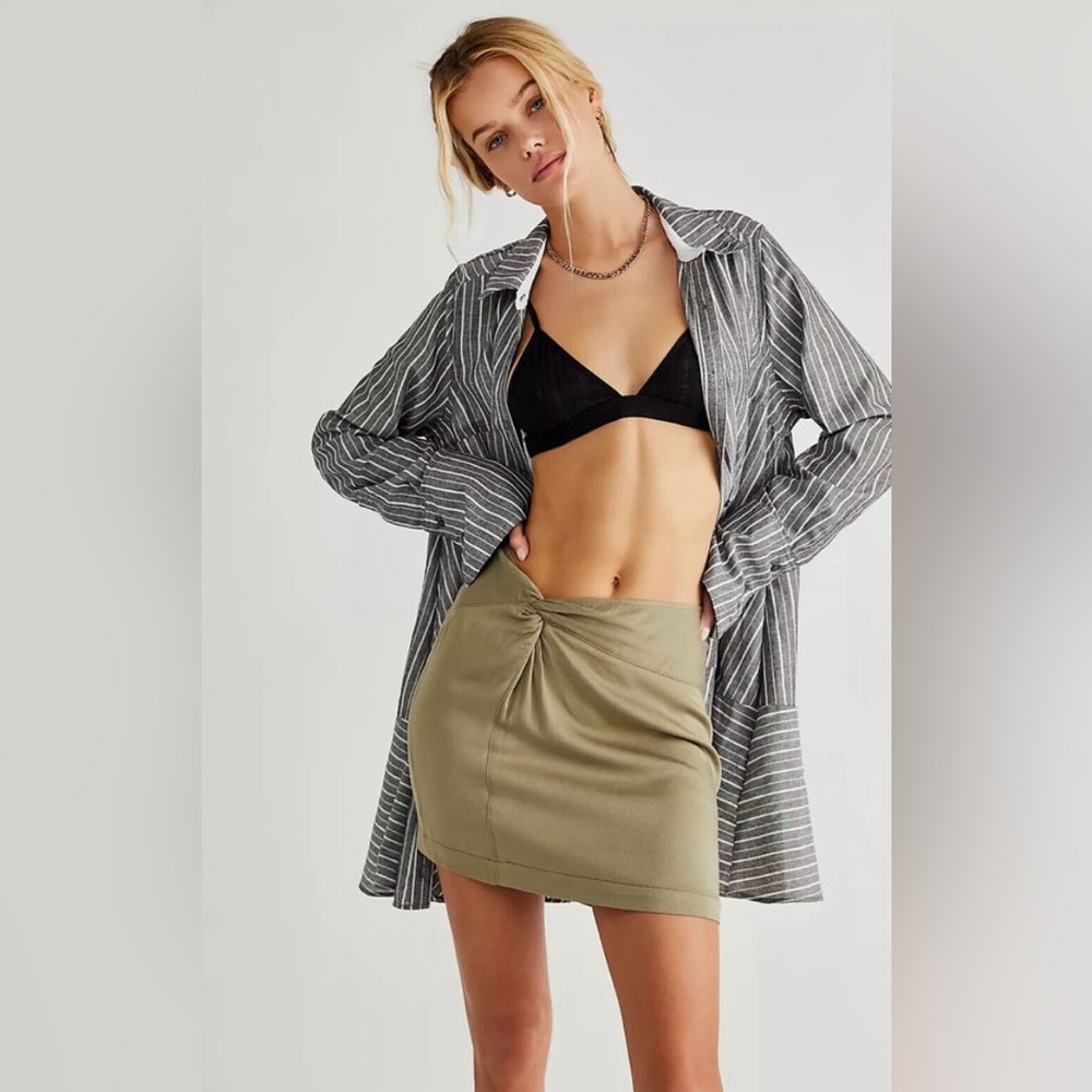 Free People Night Dreamer Twist Mini Skirt